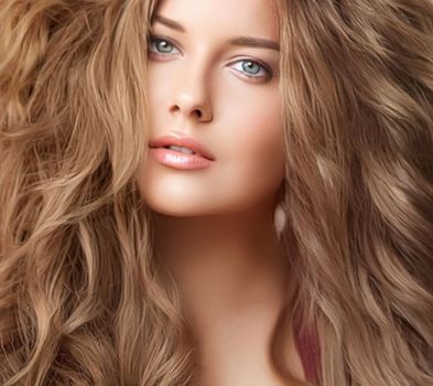 Hairstyle, beauty and hair care, beautiful woman with long natural brown hair, glamour portrait for hair salon and haircare brand