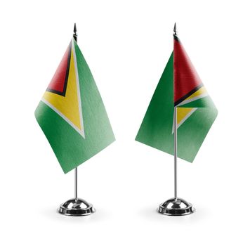 Small national flags of the Guyana on a white background.