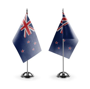Small national flags of the New Zealand on a white background.