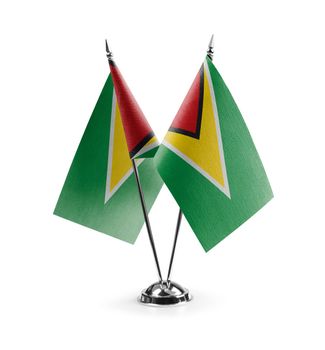 Small national flags of the Guyana on a white background.