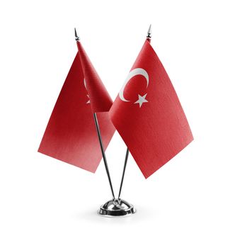 Small national flags of the Turkey on a white background.