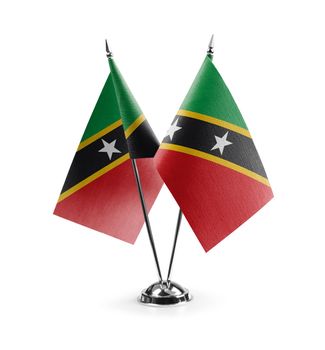Small national flags of the Saint Kitts and Nevis on a white background.