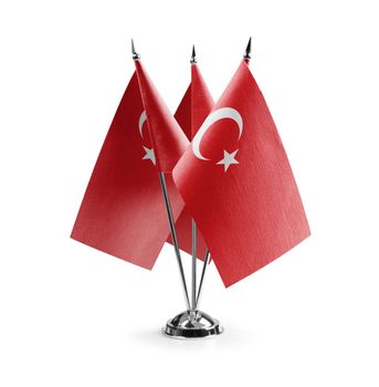 Small national flags of the Turkey on a white background.