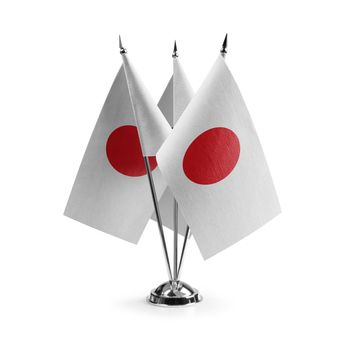 Small national flags of the Japan on a white background.