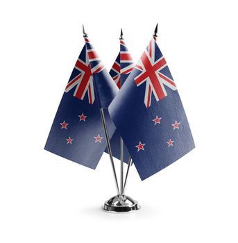 Small national flags of the New Zealand on a white background.
