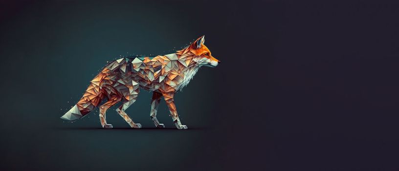 geometric fox illustration, graphic art in low polygon , geometric illustration. Download image
