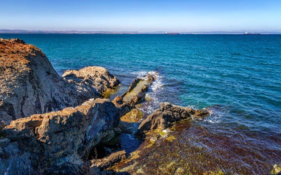 Amazing rocks coastline at the Black sea.