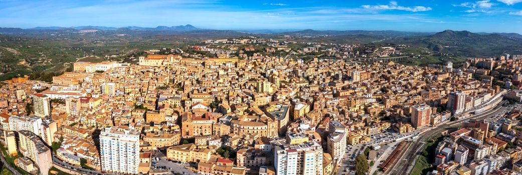 Amazing aerial panorama to a city named Agrigento located in Sicily, Italy