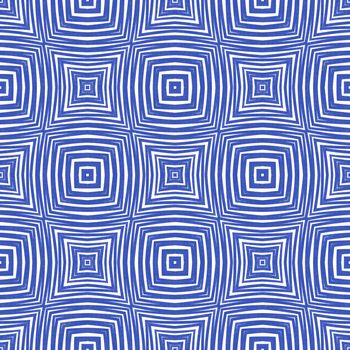 Exotic seamless pattern. Indigo symmetrical kaleidoscope background. Textile ready immaculate print, swimwear fabric, wallpaper, wrapping. Summer swimwear exotic seamless design.