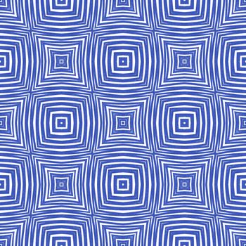 Exotic seamless pattern. Indigo symmetrical kaleidoscope background. Textile ready immaculate print, swimwear fabric, wallpaper, wrapping. Summer swimwear exotic seamless design.