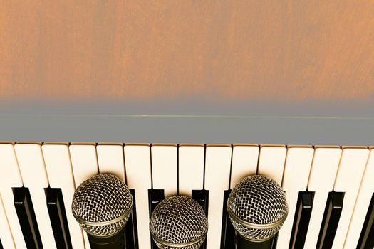 an instrument for converting sound waves into electrical energy variations which may then be amplified, transmitted, or recorded. Vocal microphone for singing karaoke