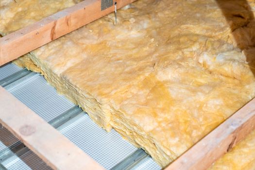 glass wool for ceiling insulation on the roof.