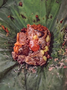 Rice Wrapped in Lotus Leaves . Thai food .