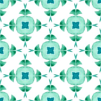 Green geometric chevron watercolor border. Green overwhelming boho chic summer design. Textile ready noteworthy print, swimwear fabric, wallpaper, wrapping. Chevron watercolor pattern.