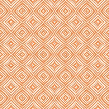 Chevron stripes design. Orange symmetrical kaleidoscope background. Geometric chevron stripes pattern. Textile ready sublime print, swimwear fabric, wallpaper, wrapping.