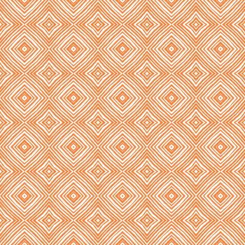Chevron stripes design. Orange symmetrical kaleidoscope background. Geometric chevron stripes pattern. Textile ready sublime print, swimwear fabric, wallpaper, wrapping.