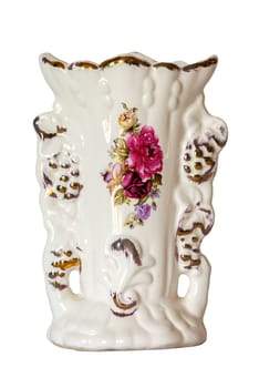 Vintage French Wedding vase, in white and gold porcelain from the 19th Century.