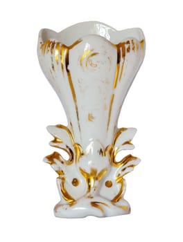 Vintage French Wedding vase, in white and gold porcelain from the 19th Century.