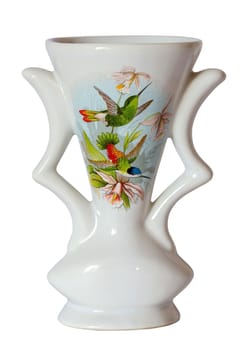 Vintage French Wedding vase, in white and gold porcelain from the 19th Century.