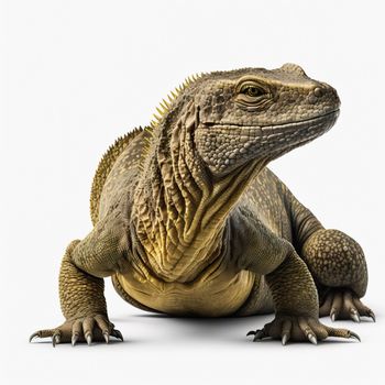 3d Komodo Dragon looking away, isolated on white. Download image