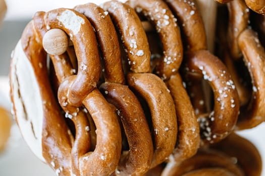 Bretzel or Pretzel, original German recipe. Poster banner for bakery coffee shop menu. Oktoberfest card. Copy space