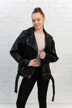 jacket design clothes leather style clothing casual isolated fashion background zipper black white