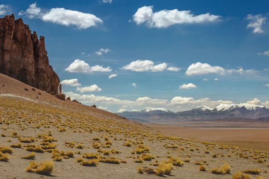 Atacama Desert dramatic volcanic landscape at Sunset, Northern Chile, South America