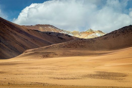 Atacama Desert dramatic volcanic landscape at Sunset, Northern Chile, South America