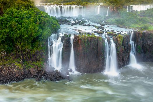 Dramatic Iguacu falls on Argentina Side from southern Brazil side, South America