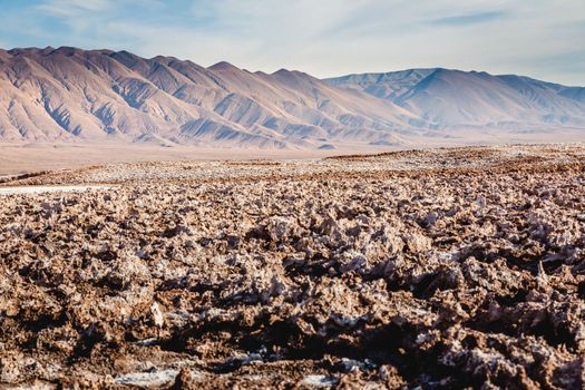 Atacama Desert dramatic volcanic landscape at Sunset, Northern Chile, South America