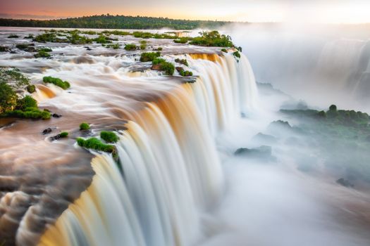 Dramatic Iguacu falls on Argentina Side from southern Brazil side, South America