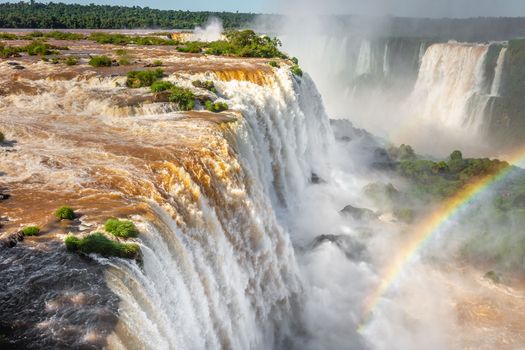 Dramatic Iguacu falls on Argentina Side from southern Brazil side, South America