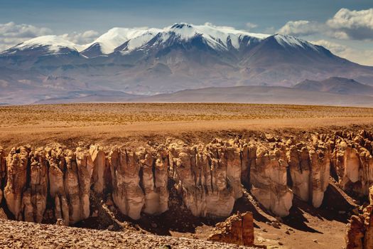 Atacama Desert dramatic volcanic landscape at Sunset, Northern Chile, South America