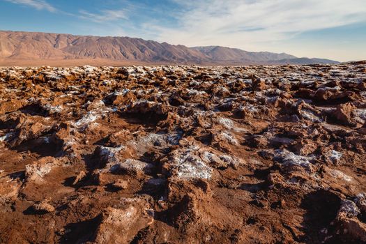 Atacama Desert dramatic volcanic landscape at Sunset, Northern Chile, South America