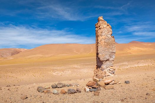 Atacama Desert dramatic volcanic landscape at Sunset, Northern Chile, South America