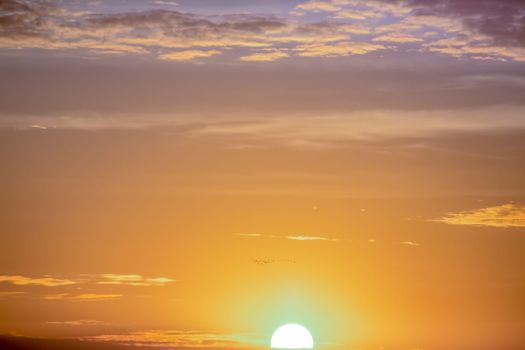 Rising sun and dramatic sky panorama sky with clouds on sunrise and sunset time, Florida, United States