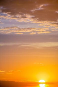 Rising sun and dramatic sky panorama sky with clouds on sunrise and sunset time, Florida, United States