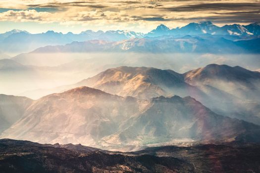 Atacama Desert dramatic volcanic landscape at Sunset, Northern Chile, South America