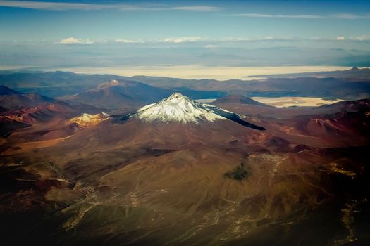 Atacama Desert dramatic volcanic landscape at Sunset, Northern Chile, South America