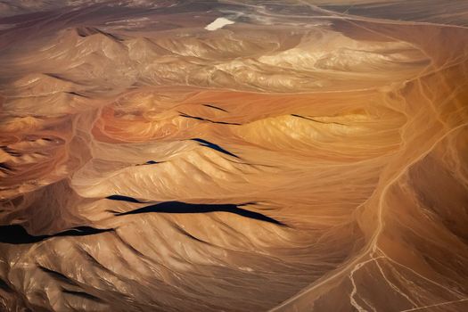 Atacama Desert dramatic volcanic landscape at Sunset, Northern Chile, South America