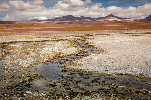Altiplano volcanic landscape of Potosi Region with lakes and valleys, Bolivia, South America