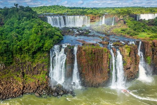 Dramatic Iguacu falls on Argentina Side from southern Brazil side, South America