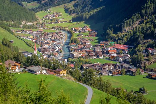 Soelden resort village in Otztal alps, Tyrol, Austria border with Italy