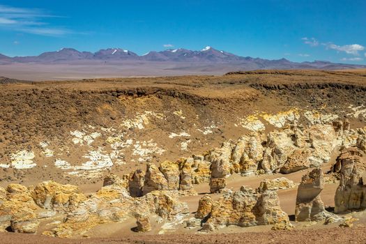Atacama Desert dramatic volcanic landscape at Sunset, Northern Chile, South America