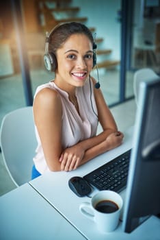 Communication is my forte. a young woman working in a call center