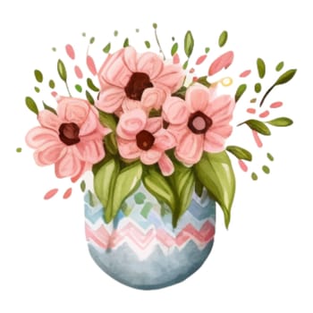 Spring Love Flowers Vase Watercolor Illustration. Lovely flowers decoration watercolor illustration with spring flowers.