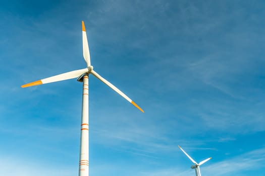 Green energy on wind turbines and wind turbines. Alternative energy sources and renewable energy sources. Power generation and generators of power plants.Wind farm and wind,environmental conservation