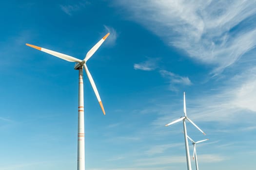 Green energy on wind turbines and wind turbines. Alternative energy sources and renewable energy sources. Power generation and generators of power plants.Wind farm and wind,environmental conservation