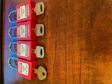Red Lock out tag out locks locks . High quality photo