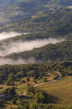 Sunrise in Motovun countryside in central Istria, Croatia